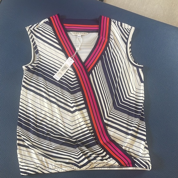 NWT•Trina Turk•Sleeveless Hampton Top abstract Striped Top~ Size Small - Picture 3 of 10
